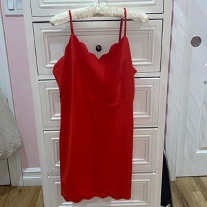 Aqua scallop red mini dress- size Medium (never worn)
